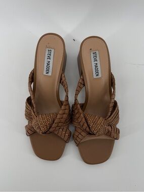Steve Madden Braided Tan Slide Heels size 8M
